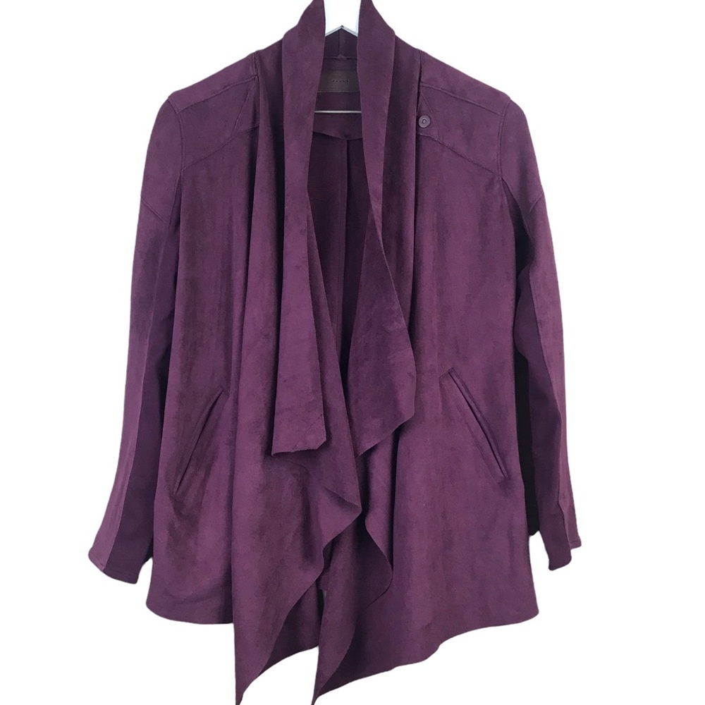 Blank NYC Cloud Nine Merlot Burgundy Drape Cardigan Jacket Women Sz XS